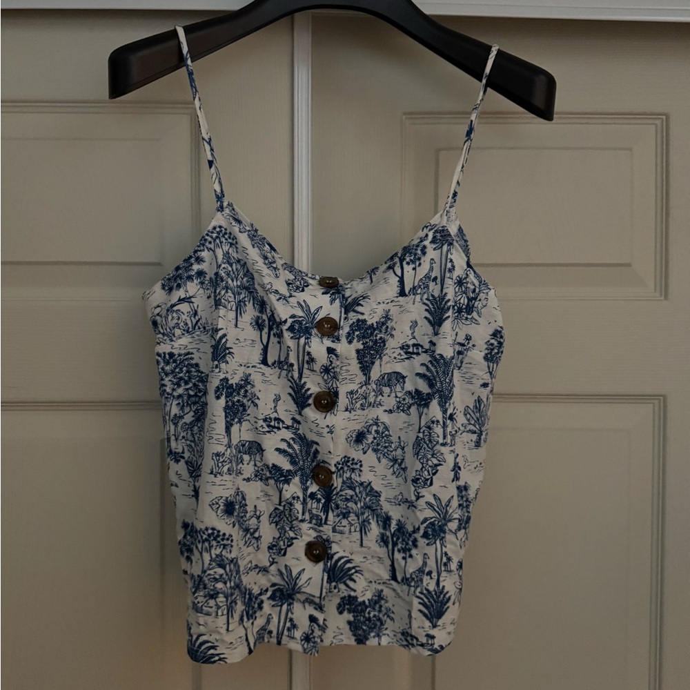 Topshop Button-down Camisole - Blue and White - 10